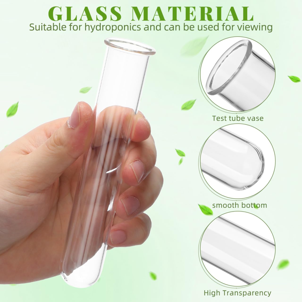 Toddmomy Glass Plant Propagation Tubes, 4Pcs Replacement Clear Test Tubes for Plant Propagation Station, Hydroponic Water Vases for Cuttings Flower Arranging, 5.89in