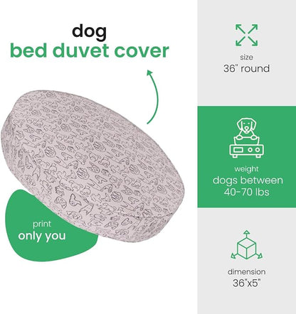Molly Mutt Only You Dog Bed Duvet Cover, 100% Cotton Canvas Cover for Dog, Puppy, or Cat Bed, Durable, Washable, and Free of Harmful Chemicals, Round, 36"x5"