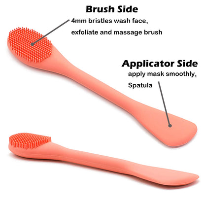 Facial Cleansing Brush, 2 in 1 Silicone Face Mask Brush & Face Scrubber, For Exfoliating, Massaging, Remove Blackheads, Makeup Skincare Removal, Applicator for Mud, Clay, Body Lotion, DIY Mask