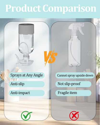 TERESRY 2 Pack 360° Glass Spray Bottles with Silicone Sleeve, 16 oz Empty Refillable Containers with Adjustable Spray Nozzles, Spray Bottles for Hair, Cleaning Solutions and Plants Grey