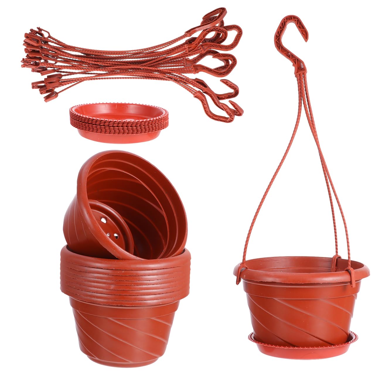 Yardwe 10Pcs Plastic Hanging Planters with Hooks Garden Planters for Indoor Outdoor Balcony Decor Durable Plastic Hanging Flower Pots with Drainage Holes