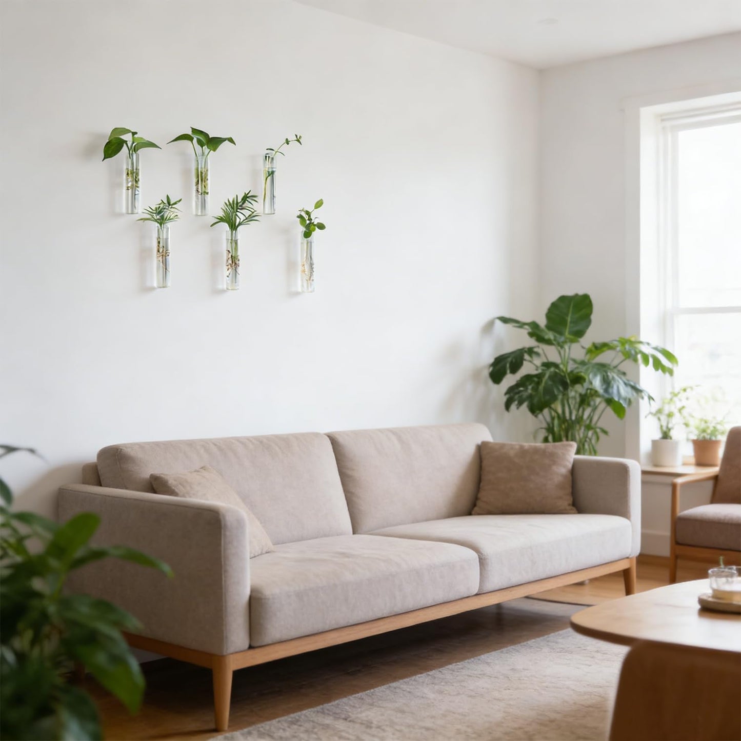 Bunmery 6 pcs Window Propagation Stations, Plant Propagation Tubes with suckion Cups & Nails, Easy to Install Wall Hanging Planter Propagation Station, Glass Plant Terrarium Vase