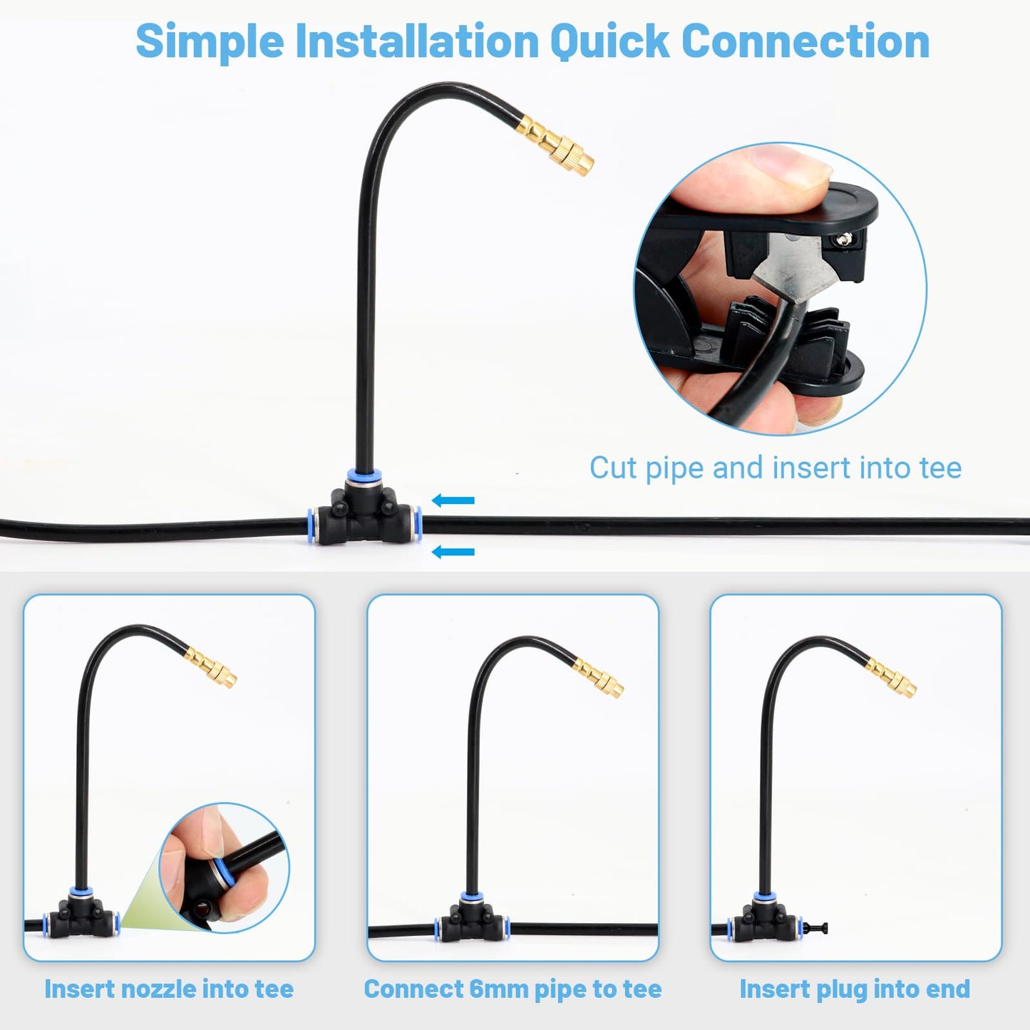 Thiswing 100FT 360° Adjustable Irrigation System for Garden – 1/4" Tubing with 18 Nozzles, Watering Misting System, Sprinkler for Garden, Raised Bed, Lawn, Plants