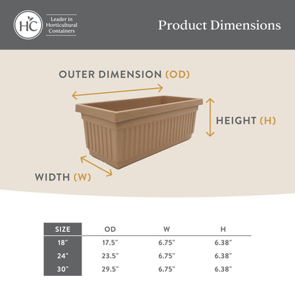The HC Companies Venetian Window Planter Box w/Drain Plug - Long Planter Box for Windowsills, Balconies & More - Plastic Large Rectangular Planters for Herbs & Flowers (24" Sandstone, Pack of 1)