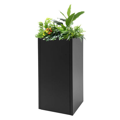 Unnsiapit Steel Planter Box, W14*D14*H30in Metal Decorative Outdoor Planters Flower Pots, Tall Standing Plant Containers for Indoor Garden Patio Porch, Black