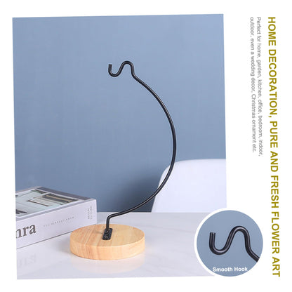 Grtheenumb Ornament Display Stand, Iron Hanger Air Plant Holder with Wood Base Terrariums Hanging Plant Stand Pot Hook Decoration Rack for Glass Globe Air Flower Pot, Style 1|Hanging Hook Stands