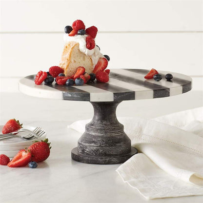 Mud Pie Black and White Marble Cake Pedestal