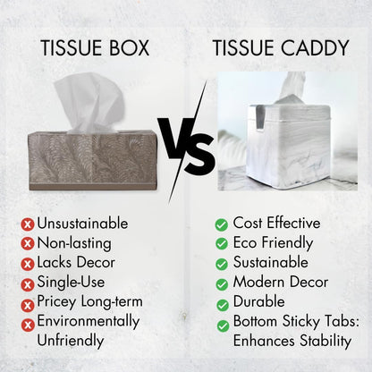 Tissuecaddy Life Hack Toilet Paper Dispenser - Money Saver Alternative to Tissue Box and Tissue Box Holder | Home, Bathroom, and More - White Marble