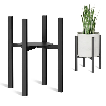 Linpla Adjustable Metal Plant Stand Indoor Outdoor - Fits 8 to 12 Inches Pots - Mid Century Modern Planter Stand Single Floor Flower Pot Holder Home Decor for Gardening Gifts