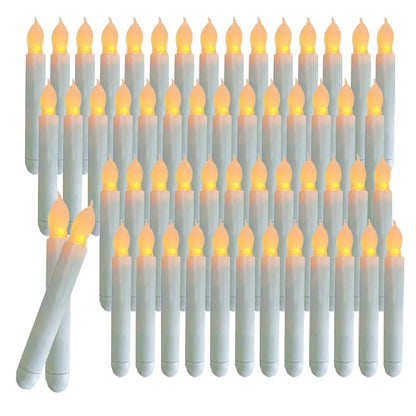60 Pcs Flameless LED Taper Candles, Battery Operated Flickering Candles with Warm Yellow Light, Safe Fake Electric Candlesticks for Wedding Centerpieces, Church, Halloween, Christmas Home Decor
