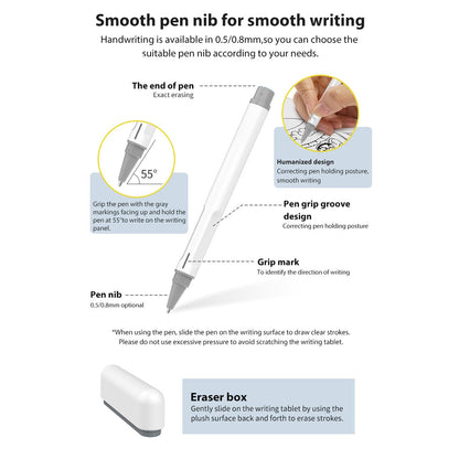 LAISANIM LCD Writing Pad with Instantly Erase, Basics Reusable Writing Pad, Digital Drawing Tablet, Includes Pen, Eraser, for Student Wokers.