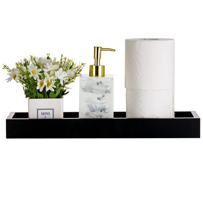 Hanobe Rectangular Long Narrow Tray: Black Decorative Rectangular Candle Holder Centerpiece Tray Decor Serving Tray No Handle for Dining Table Coffee Bar Living Room Home Decor