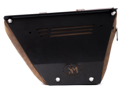 Trip Machine Company Wingman Leather Side Panel Bag for Royal Enfield Interceptor & Continental GT 650 – 3.5L Motorcycle Tool & Storage Bag with Raincover (Brown, Left Side)