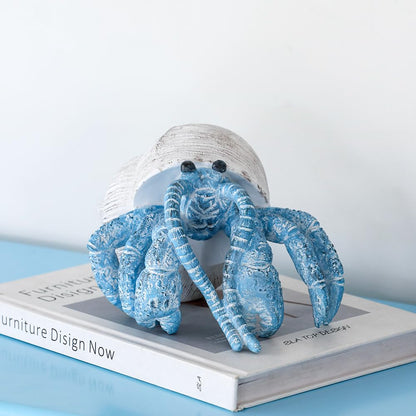 SUYNYBHF Beach Decor Coral Reef Decor, Blue Hermit Crab Figurine, Resin Sculpture, Home Office Desk Statue, Bathroom, Living Room or Seaside Villa Decor Gift