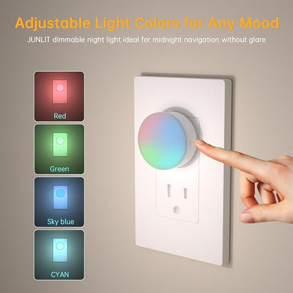 Plug in Night Light 12 Pack, Mni Night Lights with 4-Color Changing, Dusk to Dawn, 3 Brightness Levels, Ideal Dimmable Nightlight for Hotel, Hallway, Kitchen,Toleit