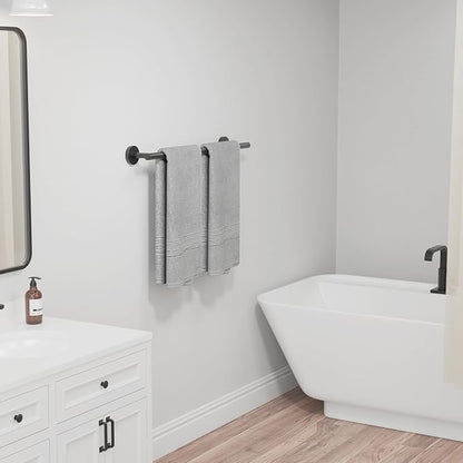 USHOWER Matte Black Towel Bar, 22-Inch Towel Rack for Bathroom Wall Mounted, Thicken SUS304 Stainless Steel Towel Rod Modern Home Decor (Total Length 24-Inch)