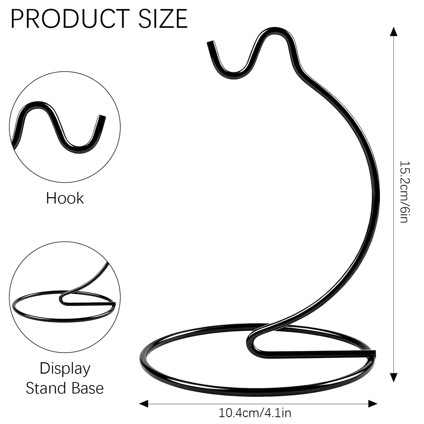 Orepzinc 20 Pcs Ornament Display Stand Small 6 Inch, Ornament Hanger, Air Plant Holder Terrariums Hanging Stand Crystal Ball Hanging Hook for Christmas Wedding Home Office Decoration(Black)