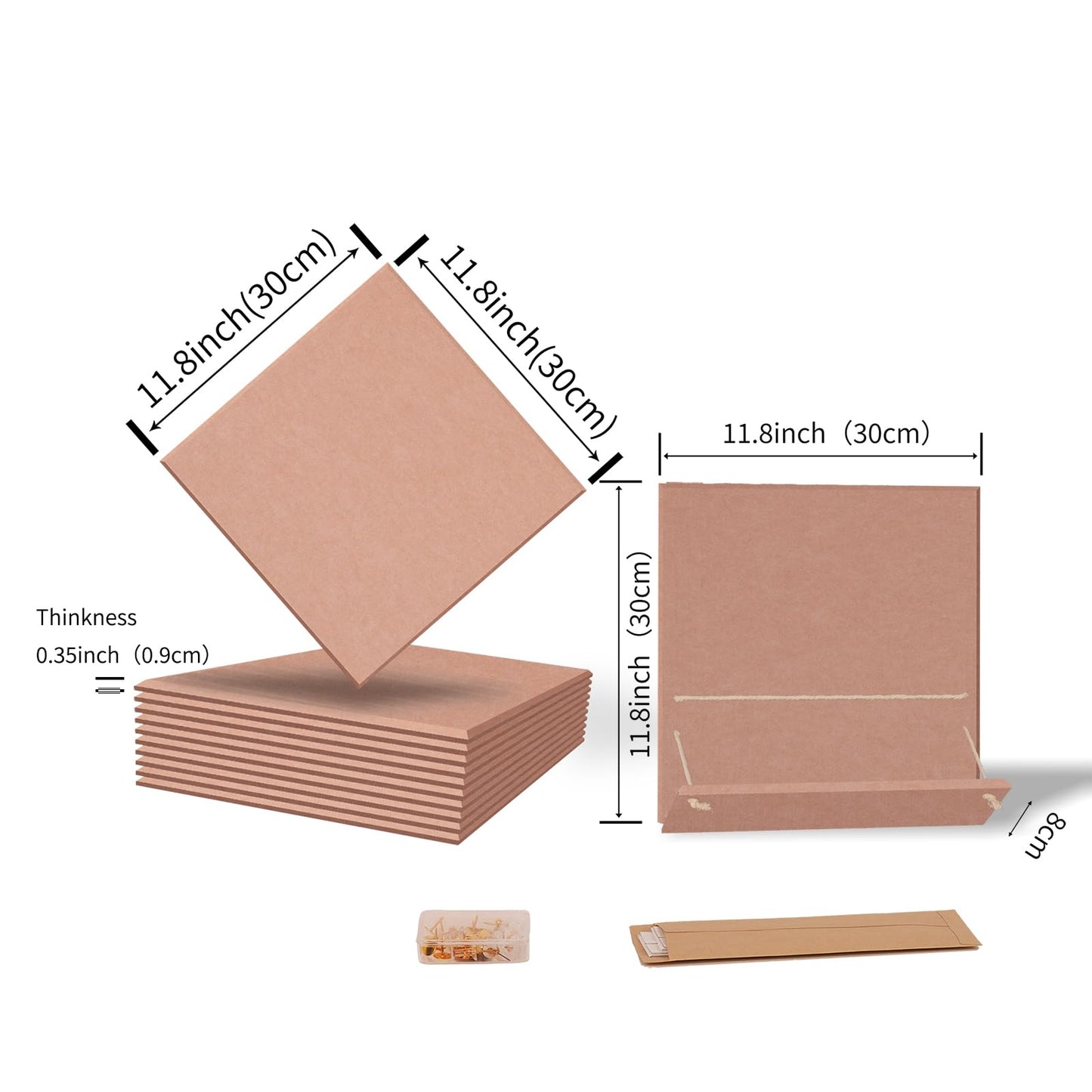 12 Pack Bulletin Boards 48" x 36" Alternative Cork Board for Office,Built-in Storage Device，Large Cork Boards for Walls ， Felt Wall Tiles, Contains Removable Security Stickers and PushPins (F-Pink)