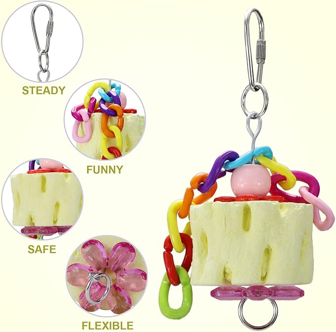Litewoo Bird Beak Grinding Stone Molar Mineral Block Toy Bird Cage Accessories for Bird Parrot Budgie Parakeet Cockatiel Lovebirds Conures Finch Hamster Rat (1Pcs)