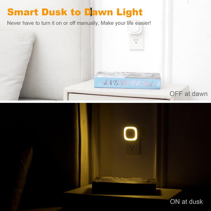 YUNLEX 2 Pack Plug in Dimmable Night Light, Auto Dusk to Dawn Sensor, Soft Golden Yellow Light for Bathroom, Hallway, Stairs, Kitchen, Bedroom, as Mother or Father Gifts