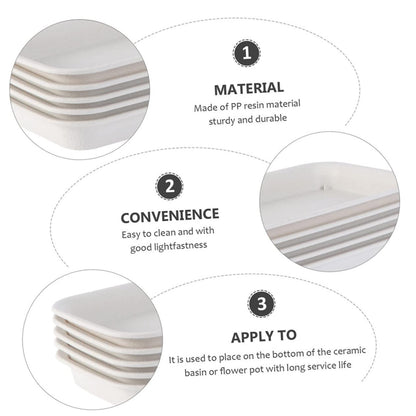 BESPORTBLE Planter Tray: 4pcs Plastic Plant Saucer, Rectangular Planter Pot Saucers, Plant Trays Rectangle Square Pans