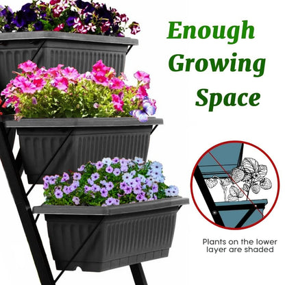 SEJOV 4FT Vertical Raised Garden Bed, 5 Tiers Elevated Planter Box for Herbs Vegetables Flowers, Graden Vertical Planter with Drainage System for Patio Balcony Garden Outdoor Indoor Plants (Black)