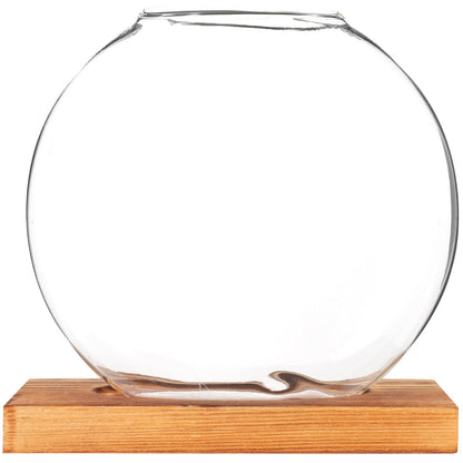 OSOLADY Glass Hydroponic Vase with Wooden Base, Plant Propagation Station for Office and Home Décor, Tabletop Glass Terrarium Hydroponics Display Ornament