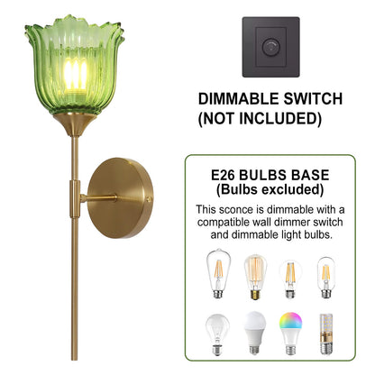 Blooming Rose Wall Sconce Set of 2, Medieval Retro & Modern Style Gold-Plated Wall Sconce with E26 Base (Bulbs Not Included) Wall Lamp for Bathroom Bedroom Kitchen Hallway Living Room Staircase Mirror