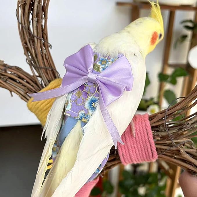 Bird Flight Suits Diapers, Parrot Flight Suits Diapers for Quaker Parakeets Cockatiels Conures Macaw African Grey, Bird Diaper, Parrot Clothes (Blue,Sulphur-Crested Cockatoo)