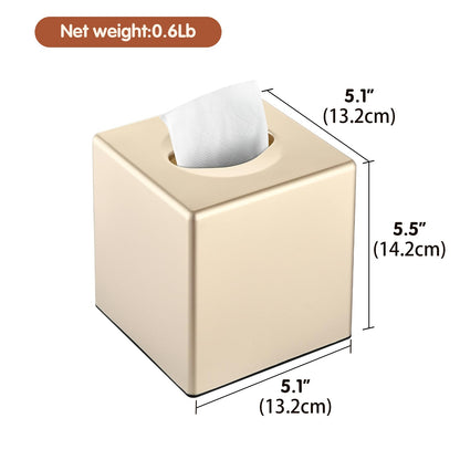 Y-in Hand Tissue Box Cover, Decorative Square Facial Storage Tissue Box Holder, Home Accessories for Bathroom Vanity Countertops, Dressers, Night Stand, Parlors and Office - Champagne Gold