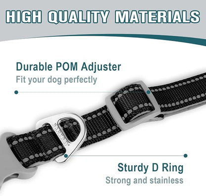 Dog Collar for Medium Small Large Dogs Reflective with Leash,Collar and Leash for Dogs,Soft Neoprene Padded 2 Pack(Black,M)
