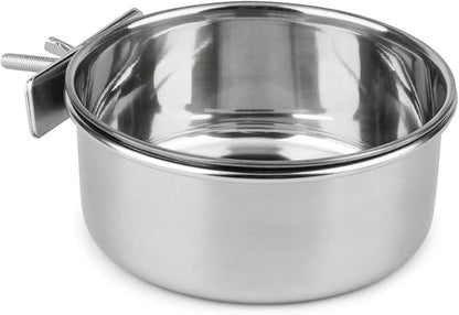 Hypeety Stainless Steel Bird Food Water Bowl Parrot Cage Accessories for Parakeet Bird Dog Cat Parrot Rabbit (Large,5.5 * 2.3in)