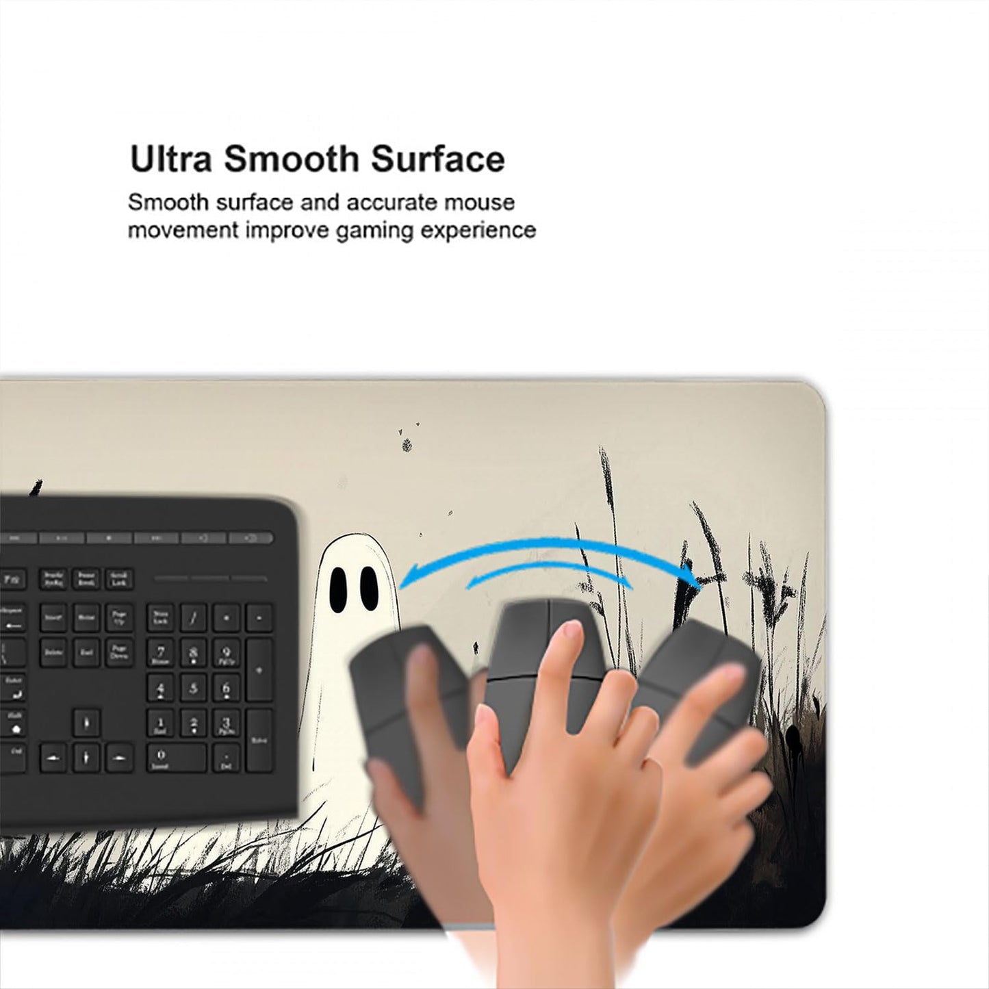 Cute Ghost Desk Mat Cartoon Fantasy Halloween Spooky Mousepad XL Large Gaming Mouse Pad Laptop Keyboard Mat Desk Pad 31.5"x11.8" Office Computer Keyboard Laptop Home