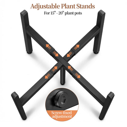 LUBORN Plant Stand Indoor Outdoor, 2 Pack Adjustable Plant Stands Fit for 15–20-Inch Large Plants, Mid-Century Metal Planter Stand, Heavy-Duty Single Modern Plant Holder for Living room, Patio
