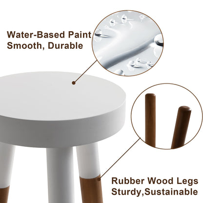 LitaEther 12" Reverse Dipped Wood Plant Stand, Wood Accent Stool,Milking Stool Drinking Table Small Side Table Set (18"+20" Tall)