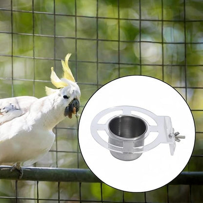 Bird Feeding Dish Cups Birdcage Coop Water Feeder Stainless Steel Parrot Food Bowl Cage Parrot Feeders for Cockatiel Parakeet