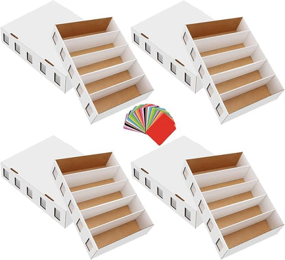 4 Pack Trading Card Storage Box, 14800+ Count Card Storage Box with 48 Card Divider White Sports Storage Card Box Organizer Bulk Card Cases Cardboard Card Box for Basketball MTG Cards Collection