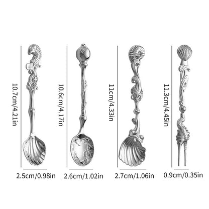 Elegant Demitasse Scoops for Seasoning Coffee Dessert Drink Mixing Metal Zincs Alloy Dessert Spoon Kitchen Gadget Salt Spoon