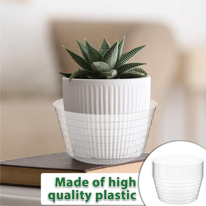 Hyuetrsa 21 Pcs Clear Deep Drip Tray Plastic Plant Saucer 6/8/10 Inch Plant Drip Trays Thickened Clear Plant Saucers Flower Drip Tray for Indoor and Outdoor Plants