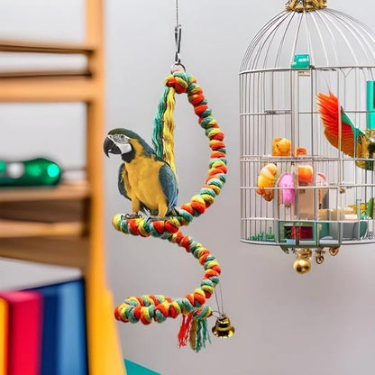 Bird Rope Perch Bird Perches for Cage, Colorful Cotton Bendable Rope Perch Swing, Parrot Perch Parrot Toys Parakeet Toys Bird Toys for Parrots (Multi-Color, 20 inch)