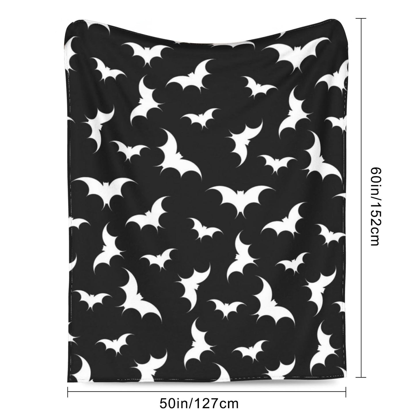 Gothic Bat Pattern Throw Blanket - Soft Flannel, Spooky Home Decor for Couch & Bed (50" x 60").