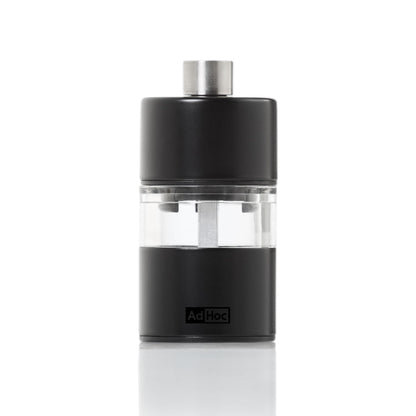 AdHoc Mini Salt & Pepper Mill - 2-in-1 Refillable Salt & Pepper Grinder Set - Features Adjustable Mechanism & Ceracut Ceramic Grinder (Black)