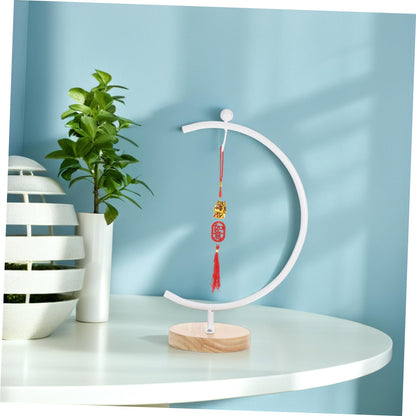 DECHOUS Wooden Base Ornament Display Stand with Hook for Hanging Globe Terrariums and Air Plants Space-saving Hanger Rack for Glass Balls Elegant Indoor Decor for Weddings and Home
