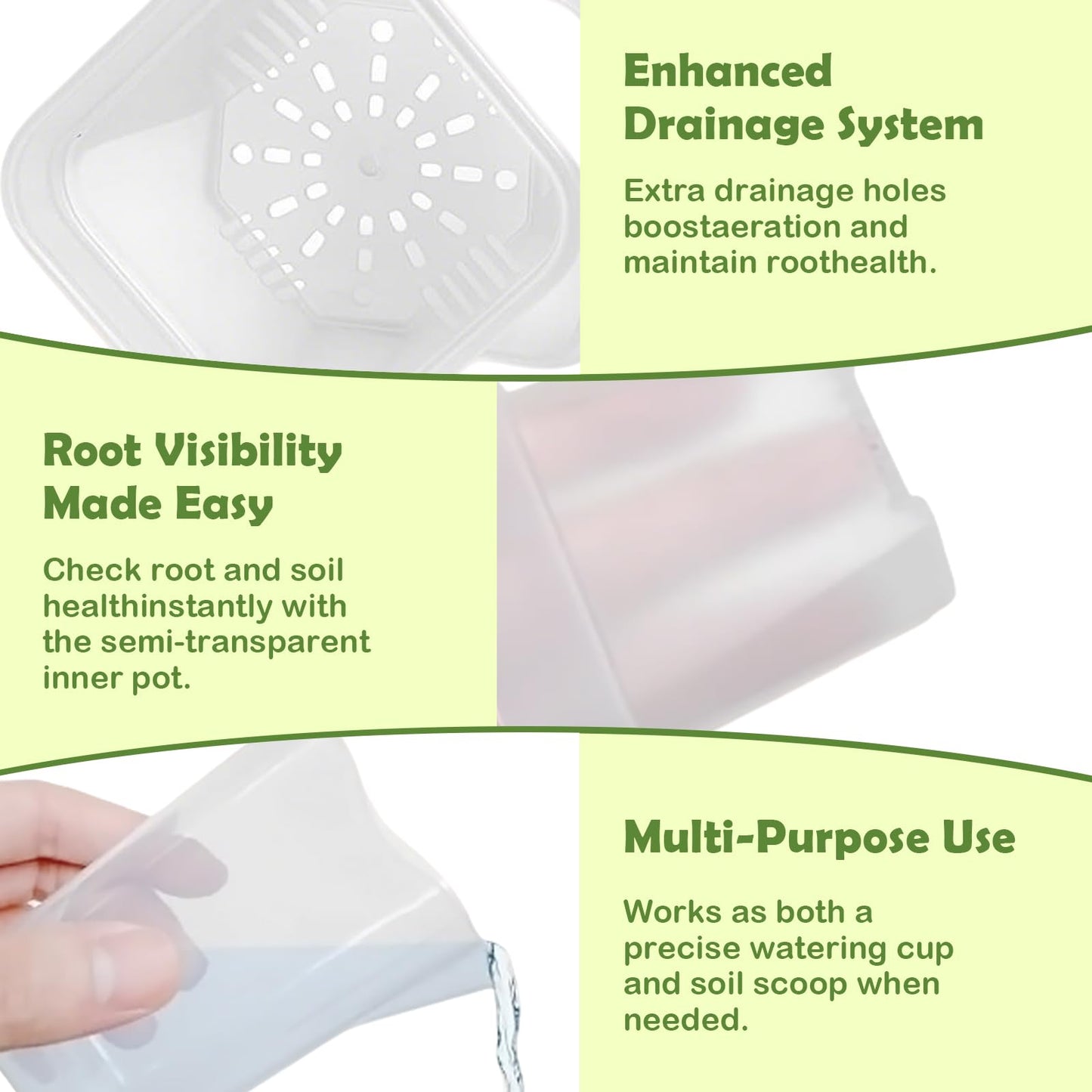 Shgxjjnb 16 Pack 2.5" Clear Self Watering Pots for Indoor Plants, Mini Clear Plastic Planters, with 16 Plant Label and Water Level and Drainage Holes for Seedlings, Cuttings, Succulents (Large)