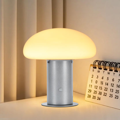 BNYFDC Mushroom Lamp, Retro Table Lamp with Touch Control Switch, 3 Way Dimmable Nightstand Lamp for Bedroom and Living Room, 6W LED Bulb Included (Silver)