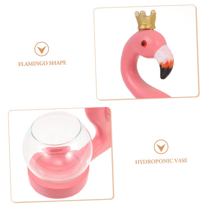 UKCOCO Flamingo Hydroponic Glass Vase Decorative Desktop Plant Terrarium for Air Plants Pothos Vine Shelf Centerpiece Home Office Living Decor