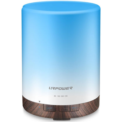 URPOWER 300ml Aromatherapy Essential Oil Diffuser Ultrasonic Air Humidifier AUTO Shut Off Scent Diffuser Night Light 7 Color Changing LED Lights and 4 Timer Settings for Bedroom Office Home