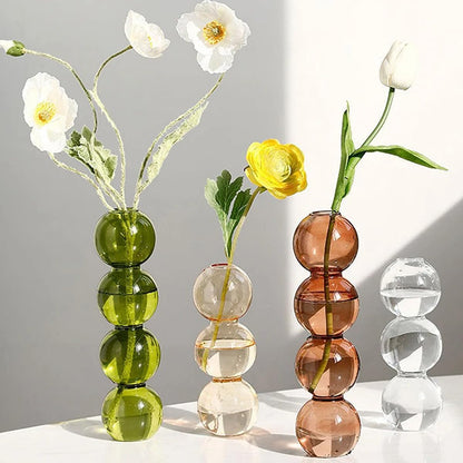 LKXHarleya Aesthetic Ball Aesthetic Decorative Vase, Glass Bubble Vases Ball Bud Vase for Centerpieces, Flower Arrangement, 2.36 x 8.66 Inch, Brown