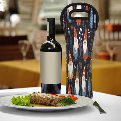 Christmas Santa Claus Tree Wine Bag Single Bottle Wine Tote Bag Neoprene Wine Carrier Bags with Carry Handle Portable Wine Bottle Holder for Travel Party Picnic