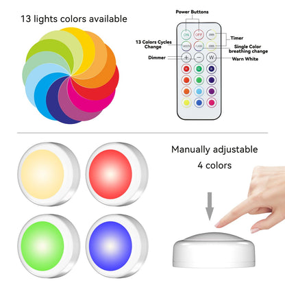 SEMSMOKS LED Puck Lights with Remote, Battery Operated -6 Pack